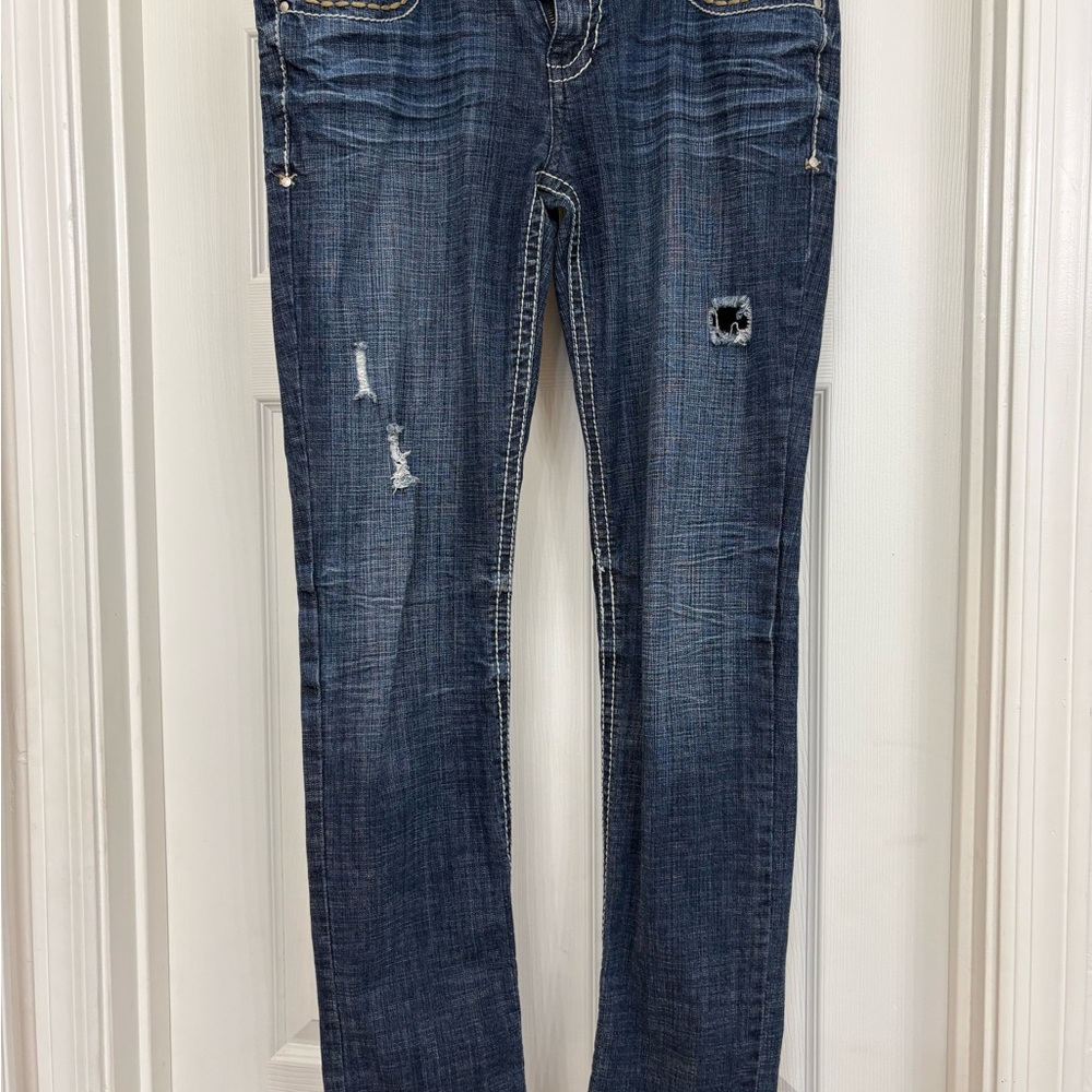 Hydraulic Women's Dark Blue Straight Leg Distressed Jeans